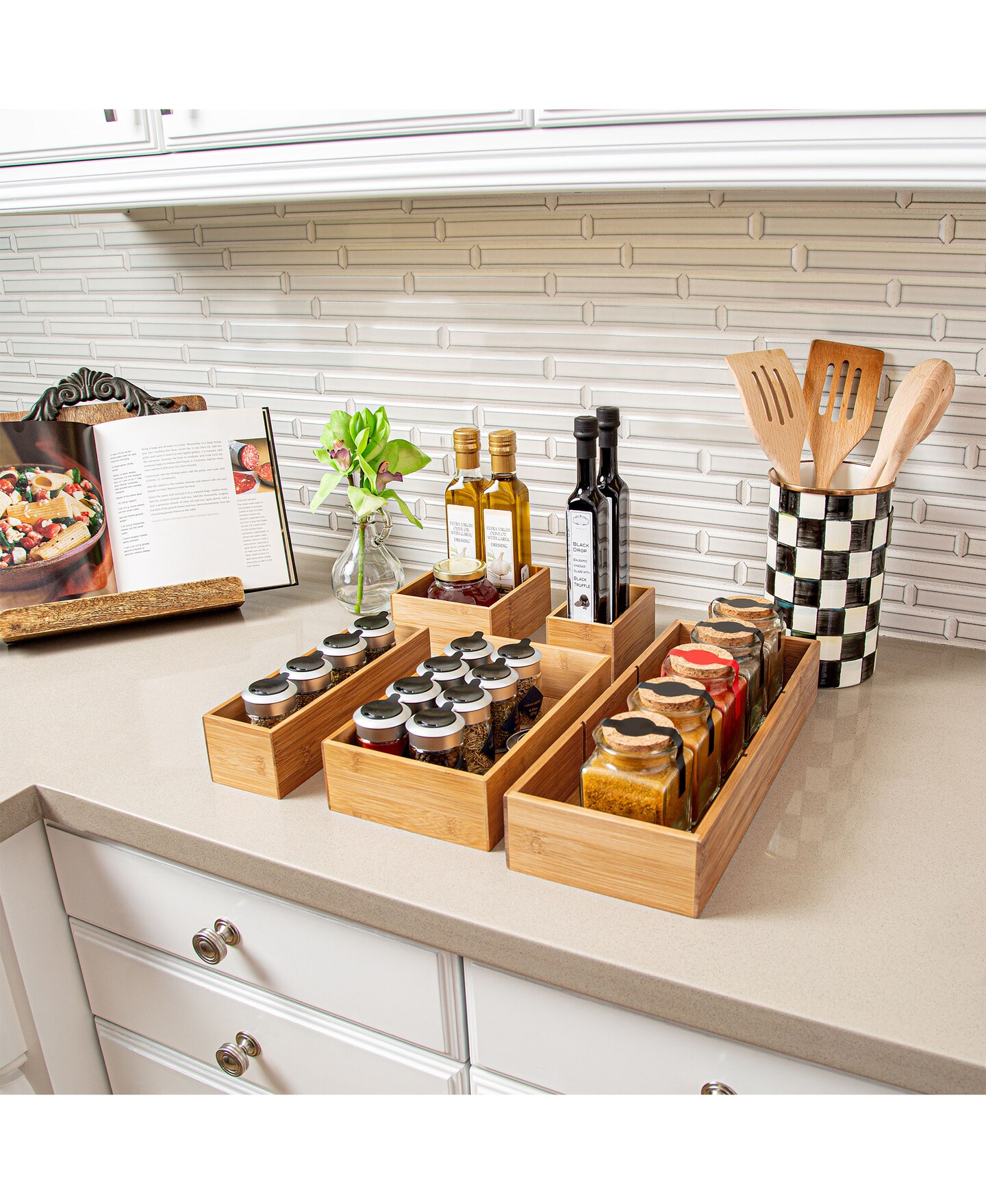 Seville Classics 5-Piece Bamboo Storage Set