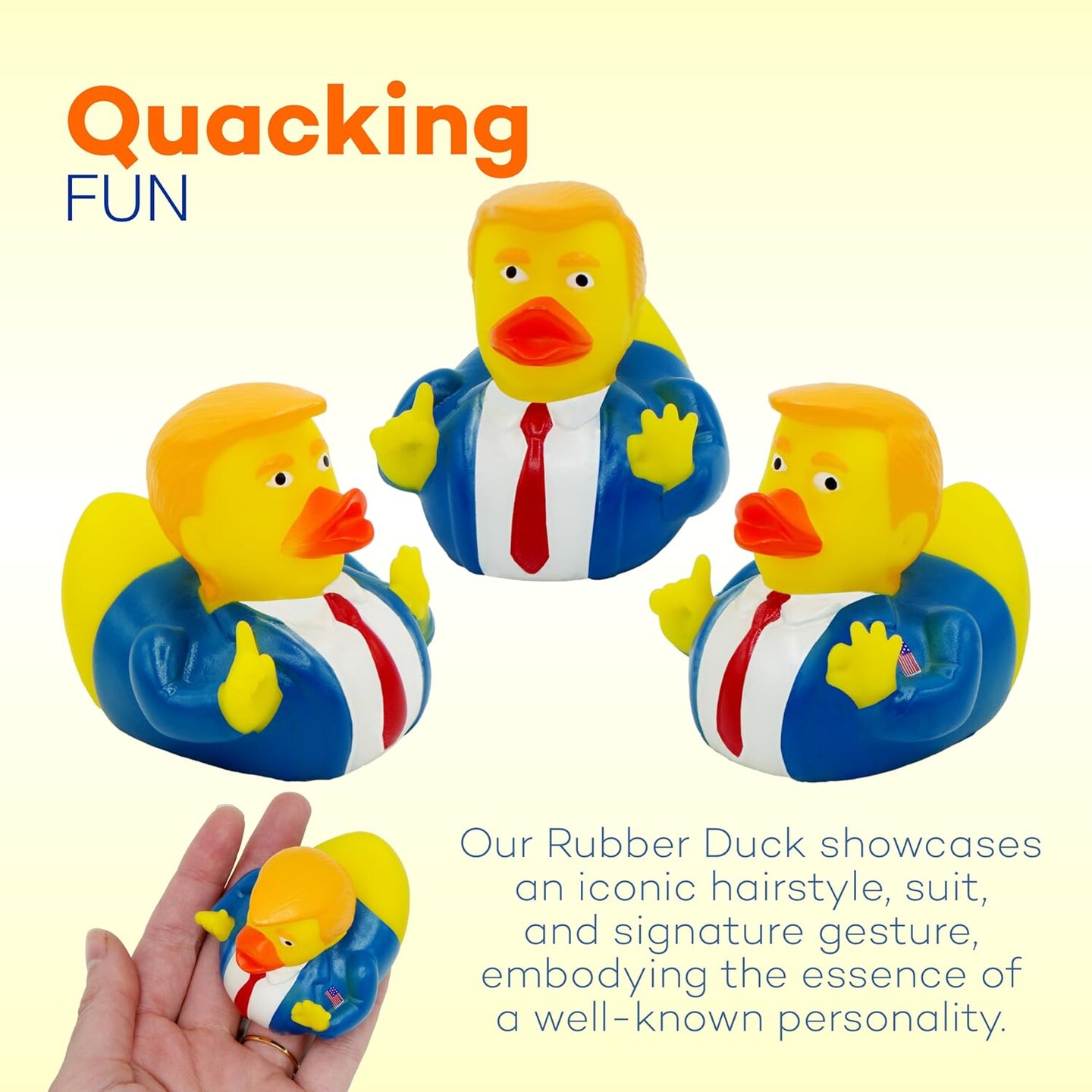 12 Donald Rubber Ducks Bulk, 12 Pack, Small 2.3 Inch, Funny Rubber Duckies for Jeep Ducking, 2025 Gifts, Bath Tub Toys, Christmas White Elephant Gift for Adults