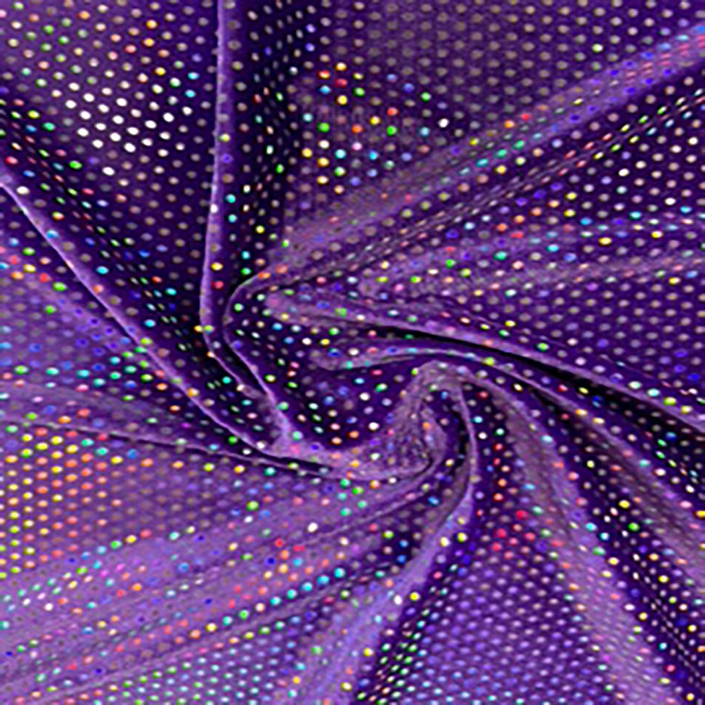 1 Yard Glued Hologram Sequin Stretch Velvet Fabric 60 Inches Width
