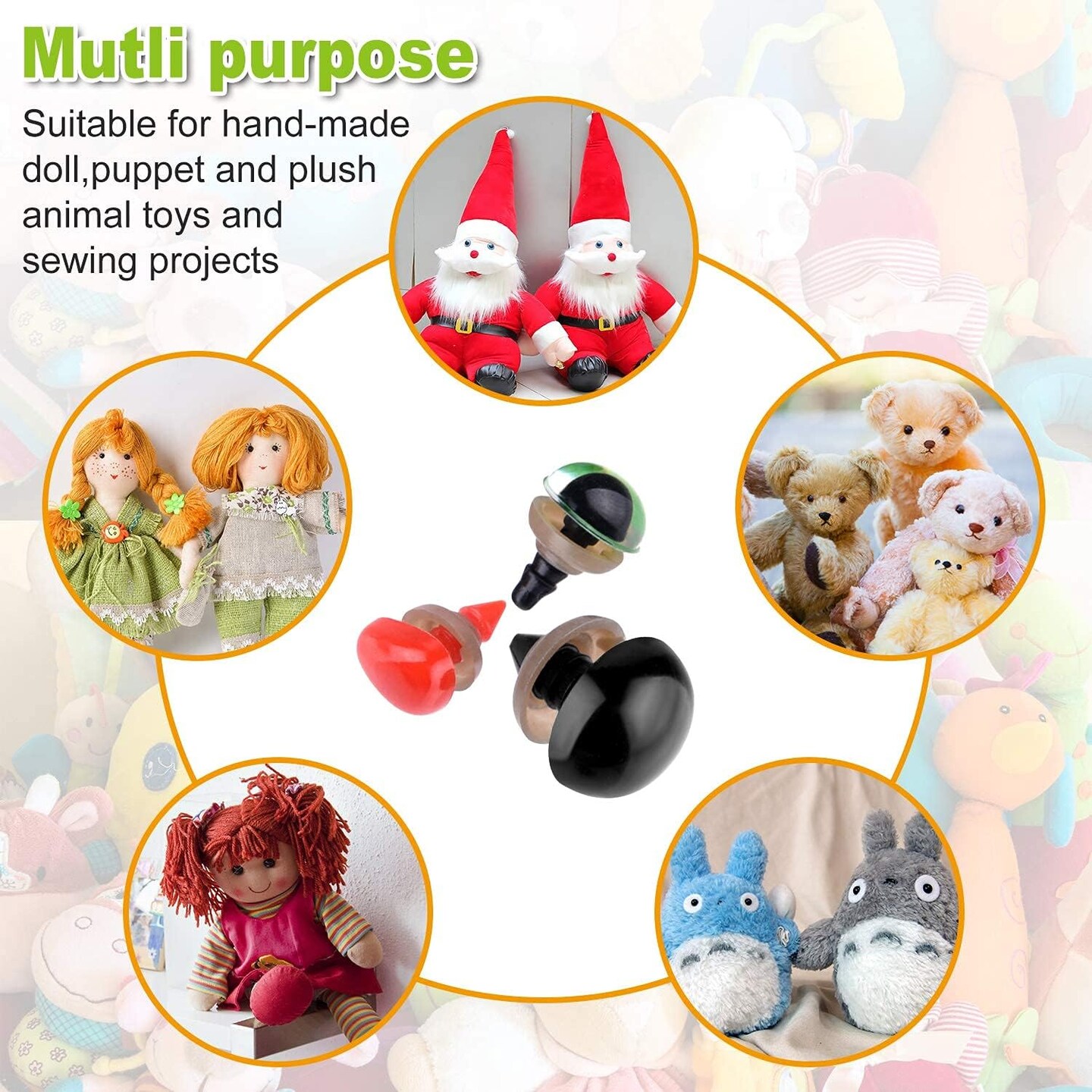 1028PCS Plastic Safety Eyes & Noses Kit with Washers for Dolls, Plush Animals, Amigurumi, and DIY Crafts – Assorted Sizes