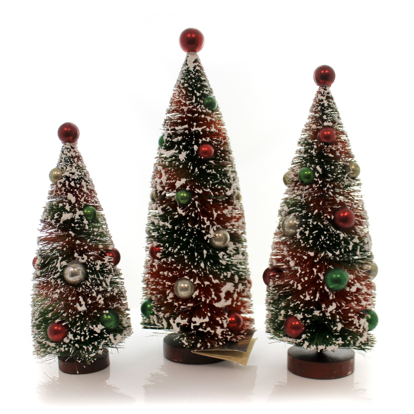 Bethany Lowe 12.25 In Primitive Tree With Bulbs Christmas Decorative Tree Set , Flocked Decorated