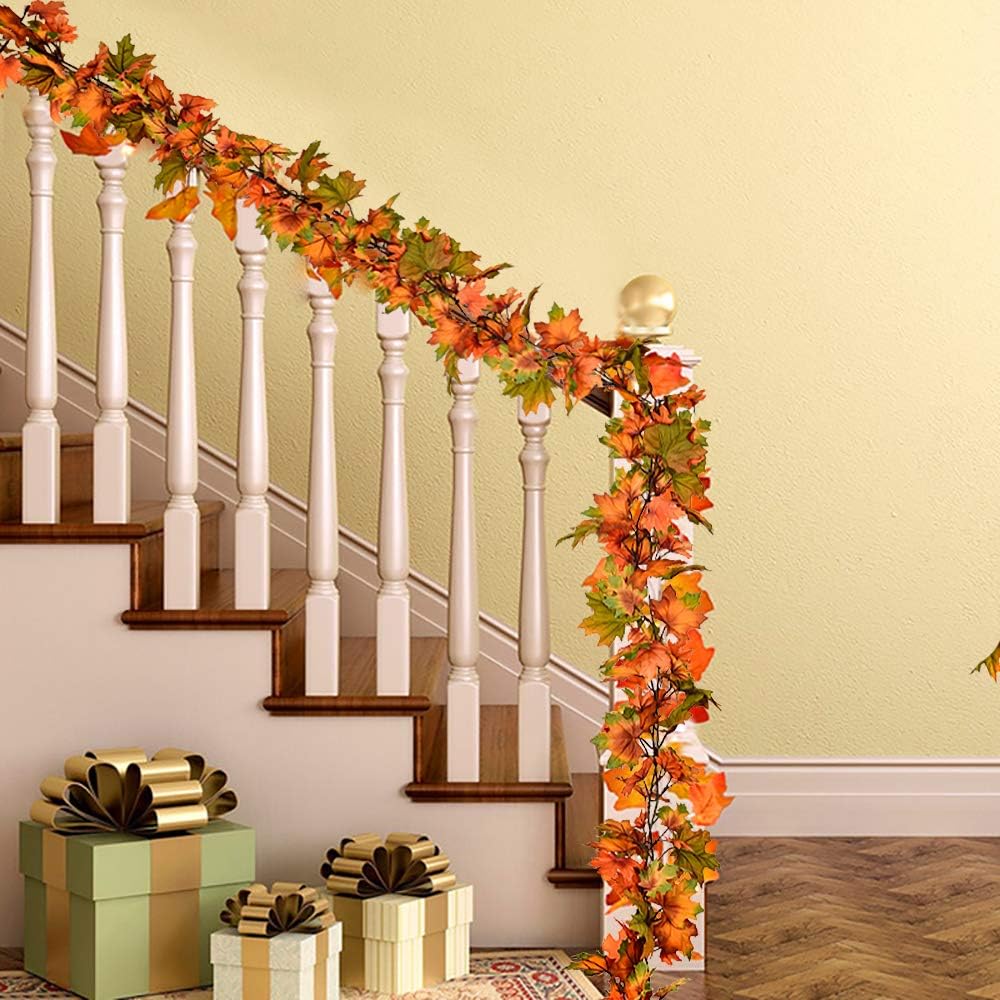 2 Pack Fall Maple Leaf Garland, 6.5Ft/Piece Hanging Vine Artificial