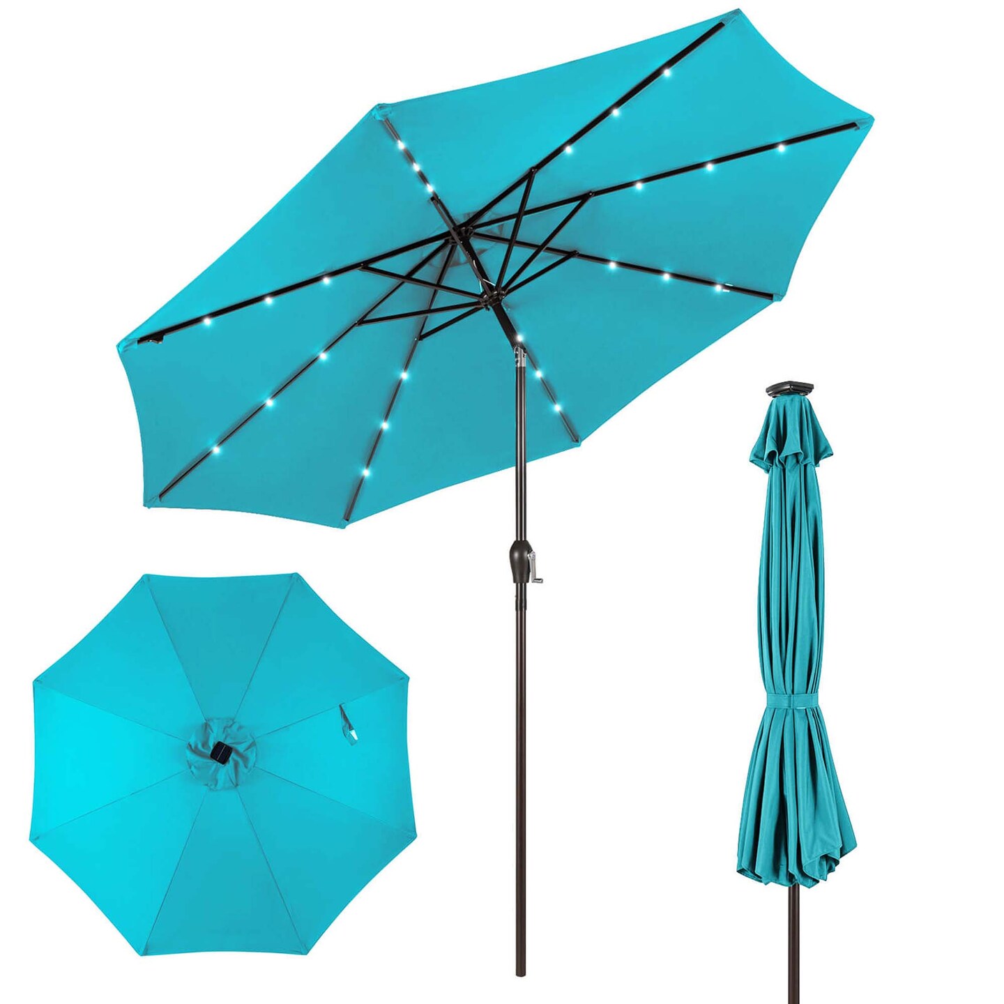 Costway 10' Solar LED Lighted Patio Market Umbrella Shade Tilt Adjustment  Crank Tan/Beige/Blue/Navy/Burgundy/Gray, Color: Turquoise, Model: HCST06277  | Michaels