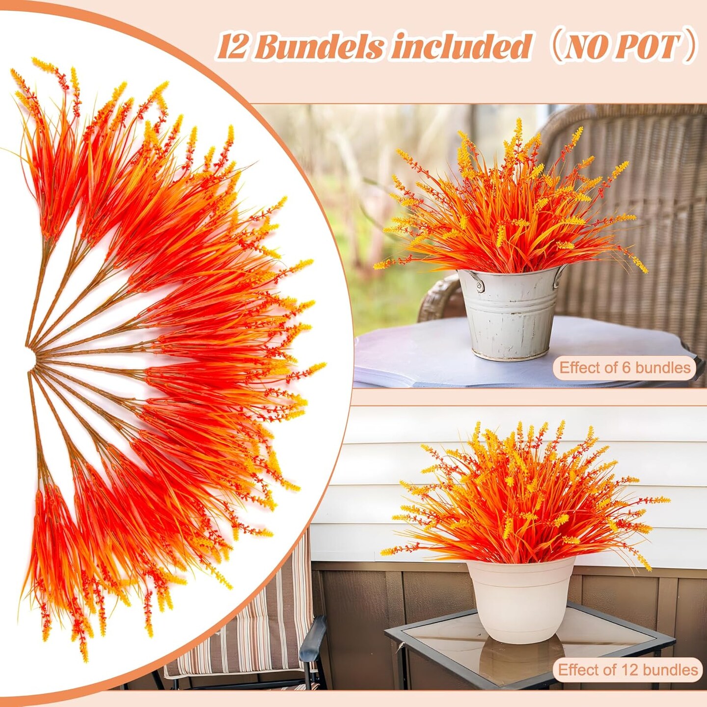 12 Bundles Fall Monkey Grass (Orange)