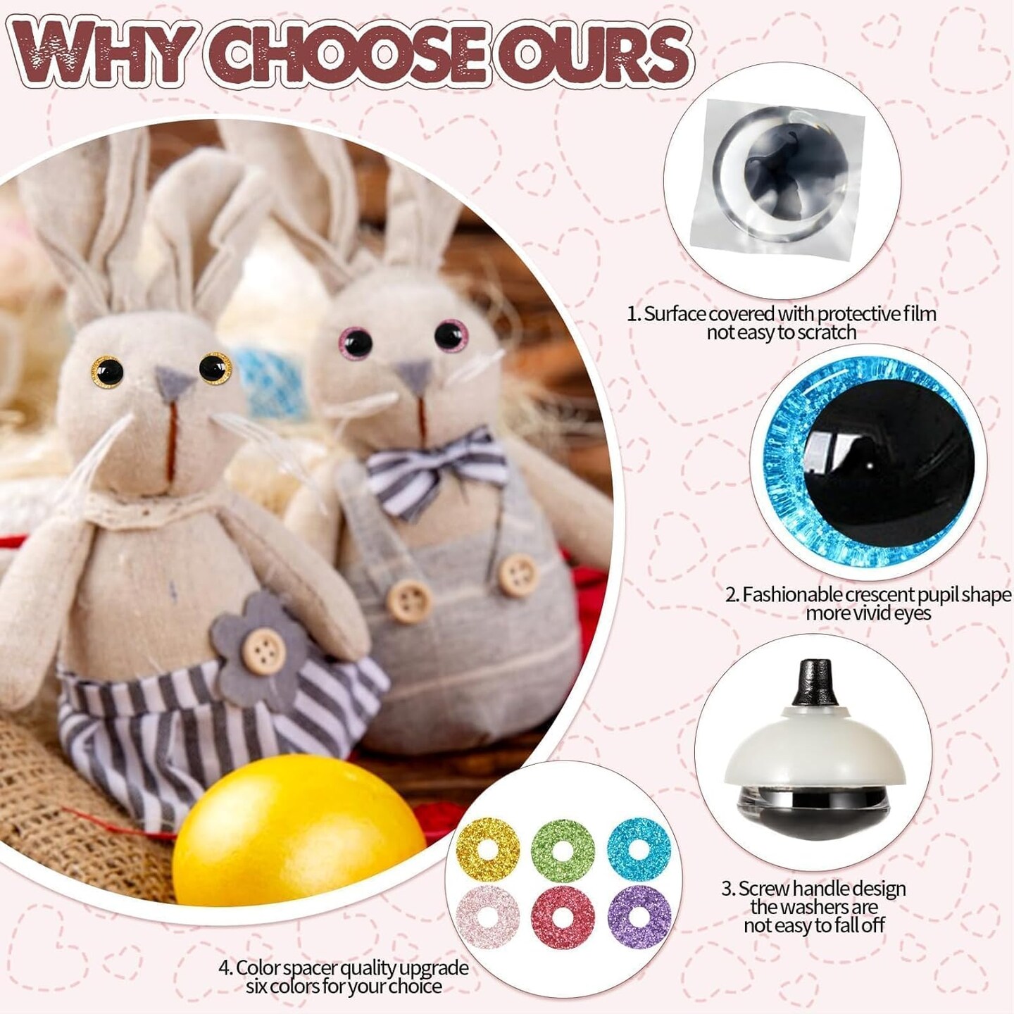 120pcs - Colorful Safety Eyes for Crocheting