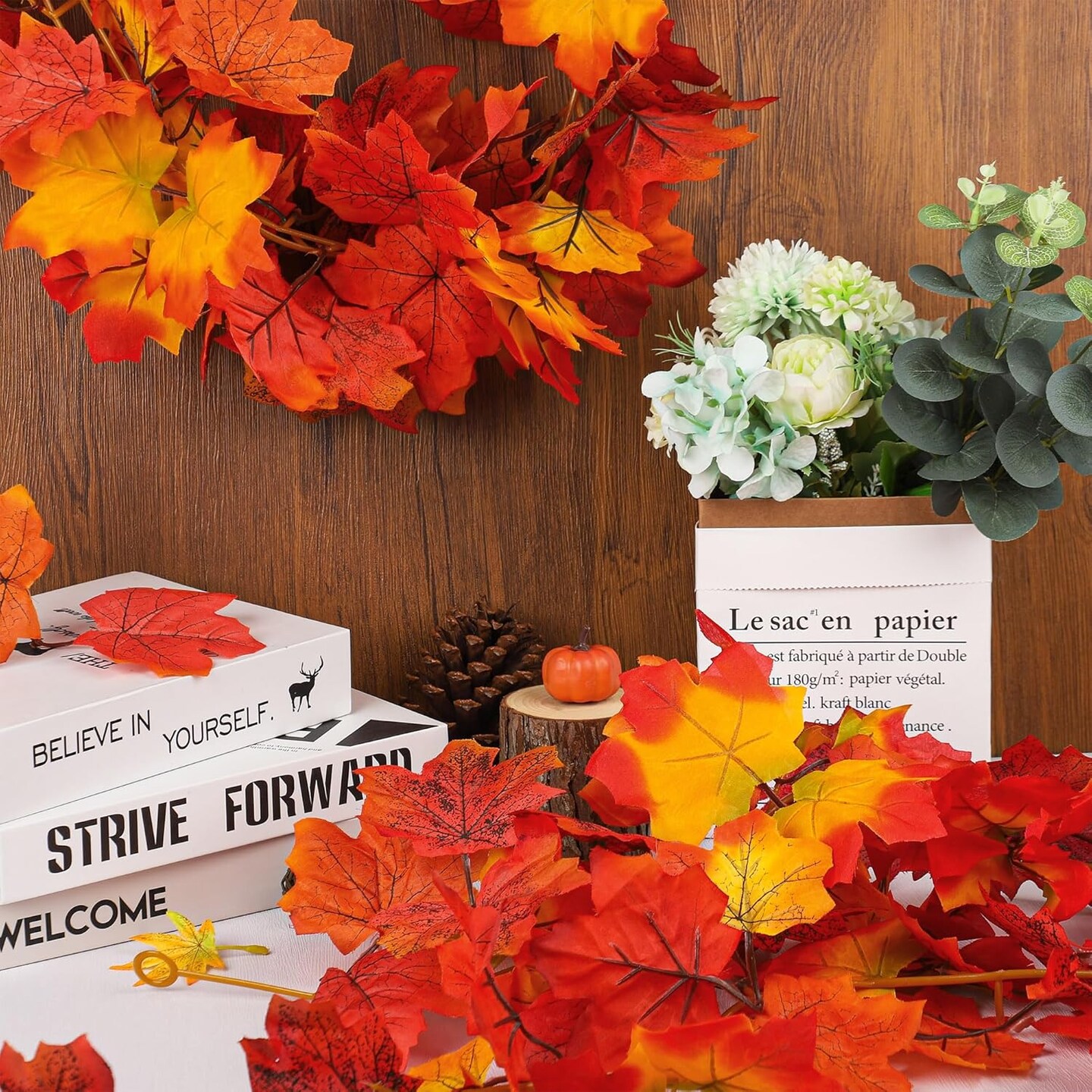 6 Pcs Fall Maple Leaf Garland 5.8ft Hanging Vines Garland Artificial