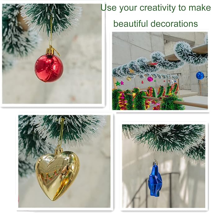 50 Feet Garland for Christmas Decorations,Green Snowy Garland,Artificial Christmas Pine Streamers for Party Hanging Ceiling Decorations