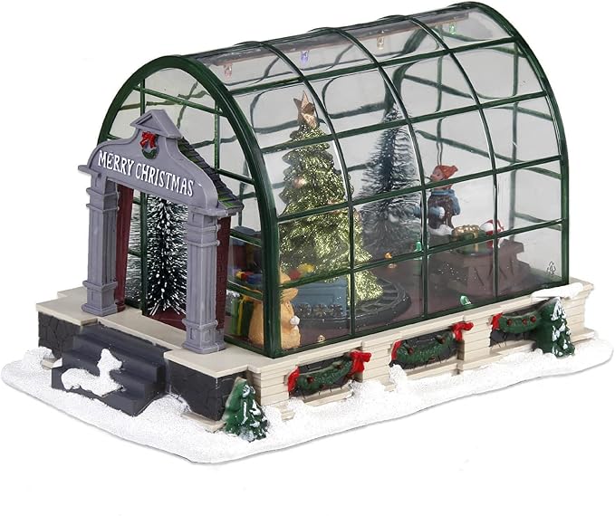 Village Greenhouse, Christmas Collectible House Ballroom Display Xmas Home Accent Tabletop Decoration, Musical Battery-Operated