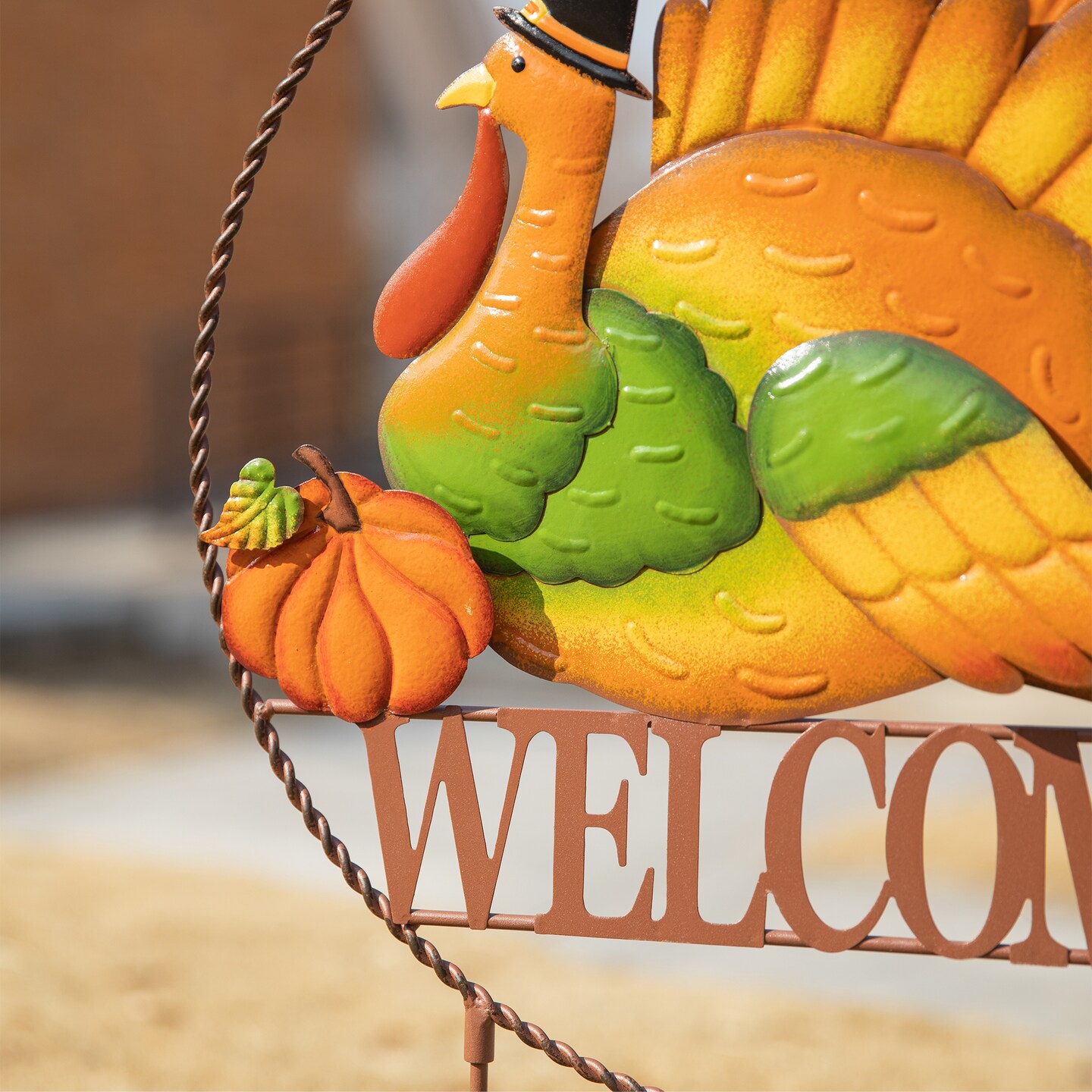 30&#x22;H Thanksgiving Metal &#x22;WELCOME&#x22; Turkey Yard Stake (KD, Two function)