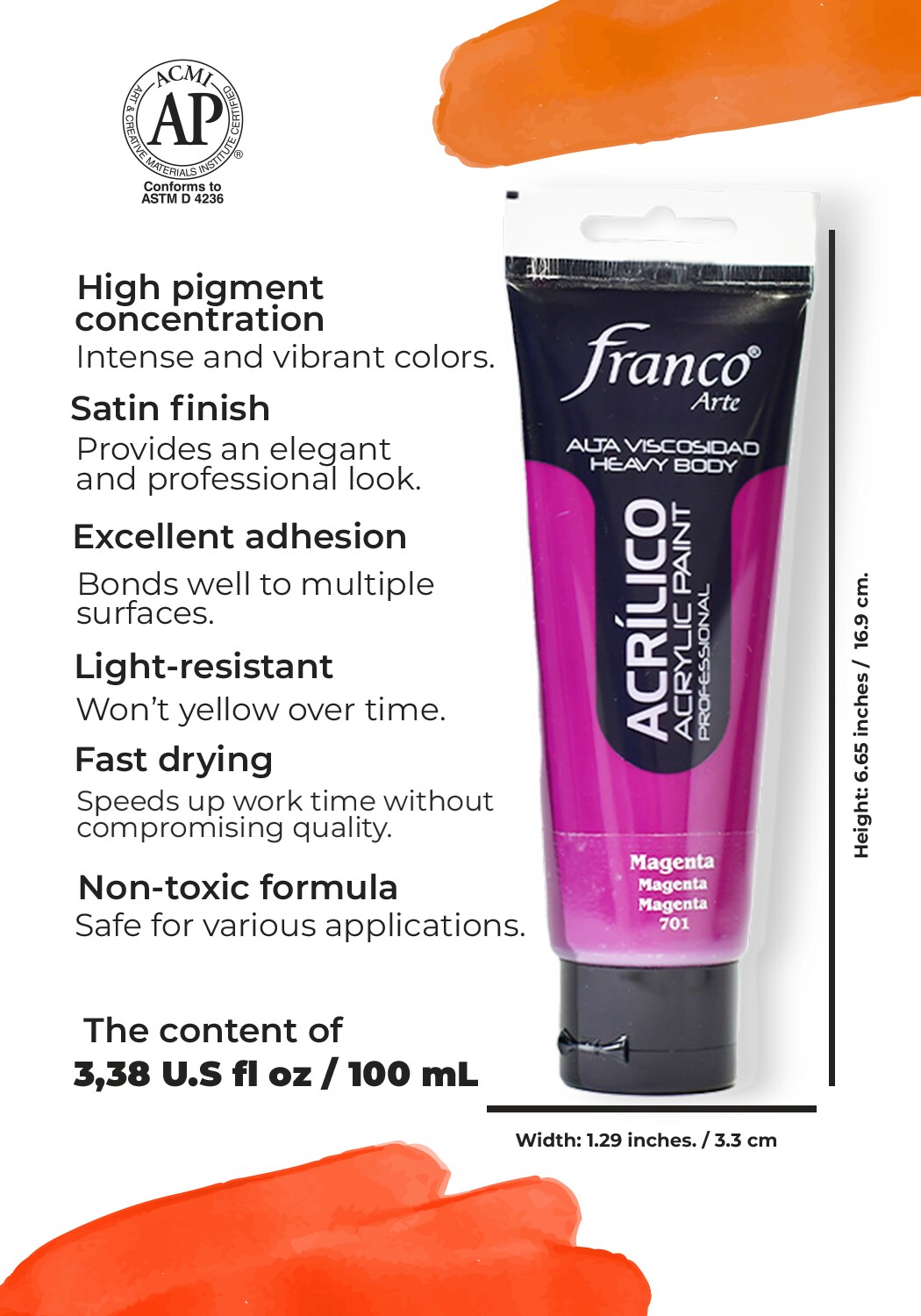 14701-100 Professional Acrylic Paint 3,38 U.S fl oz / Magenta/ Heavy Body