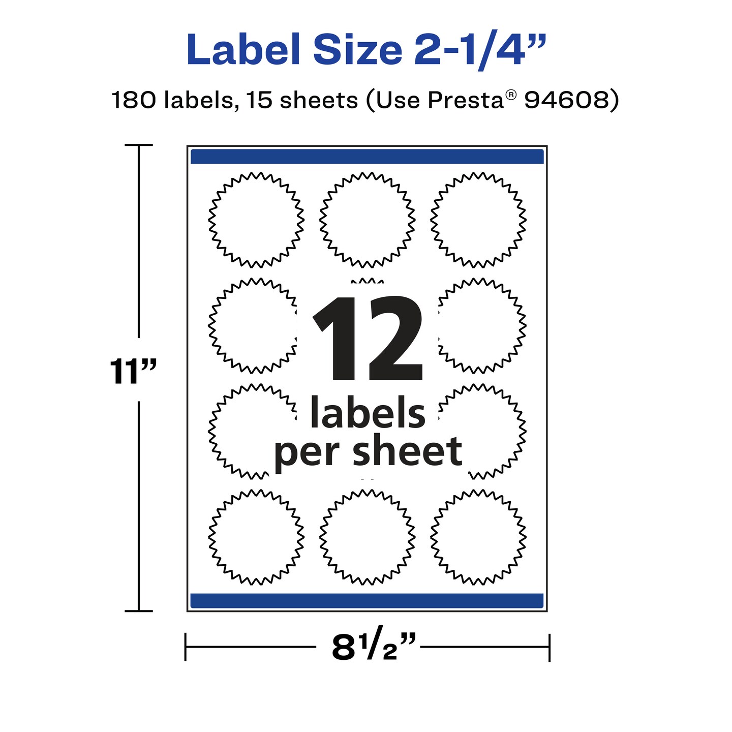 Avery Matte White Removable Starburst Labels with Sure Feed Technology, Print-to-the-Edge, 2.25"