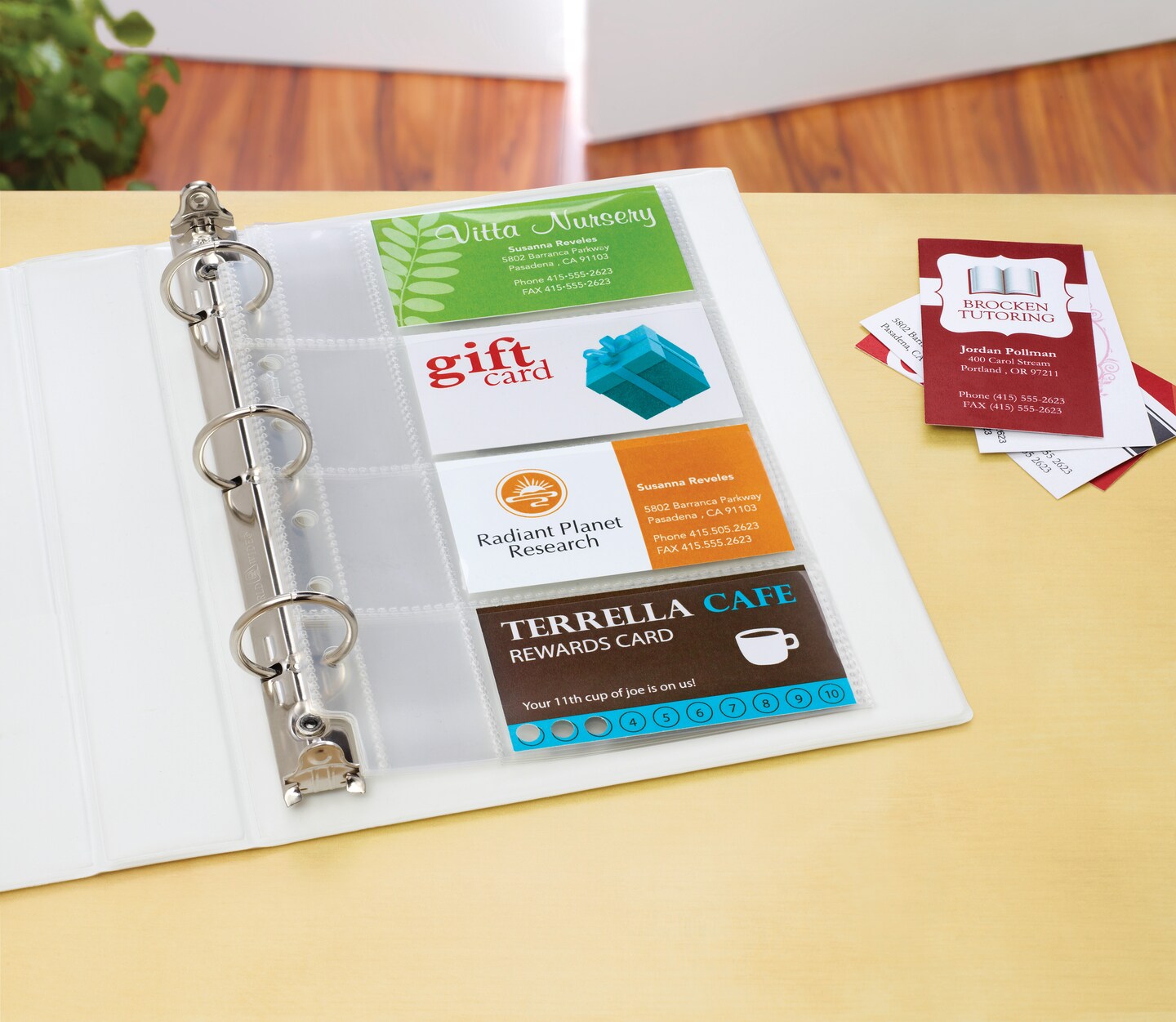 Avery Clear Business Card Organizer Pages for 5.5&#x22; x 8.5&#x22; Mini Binders, Pack of 5 Holds 40 Cards, 4 Packs, 20 Pages Total (76025)