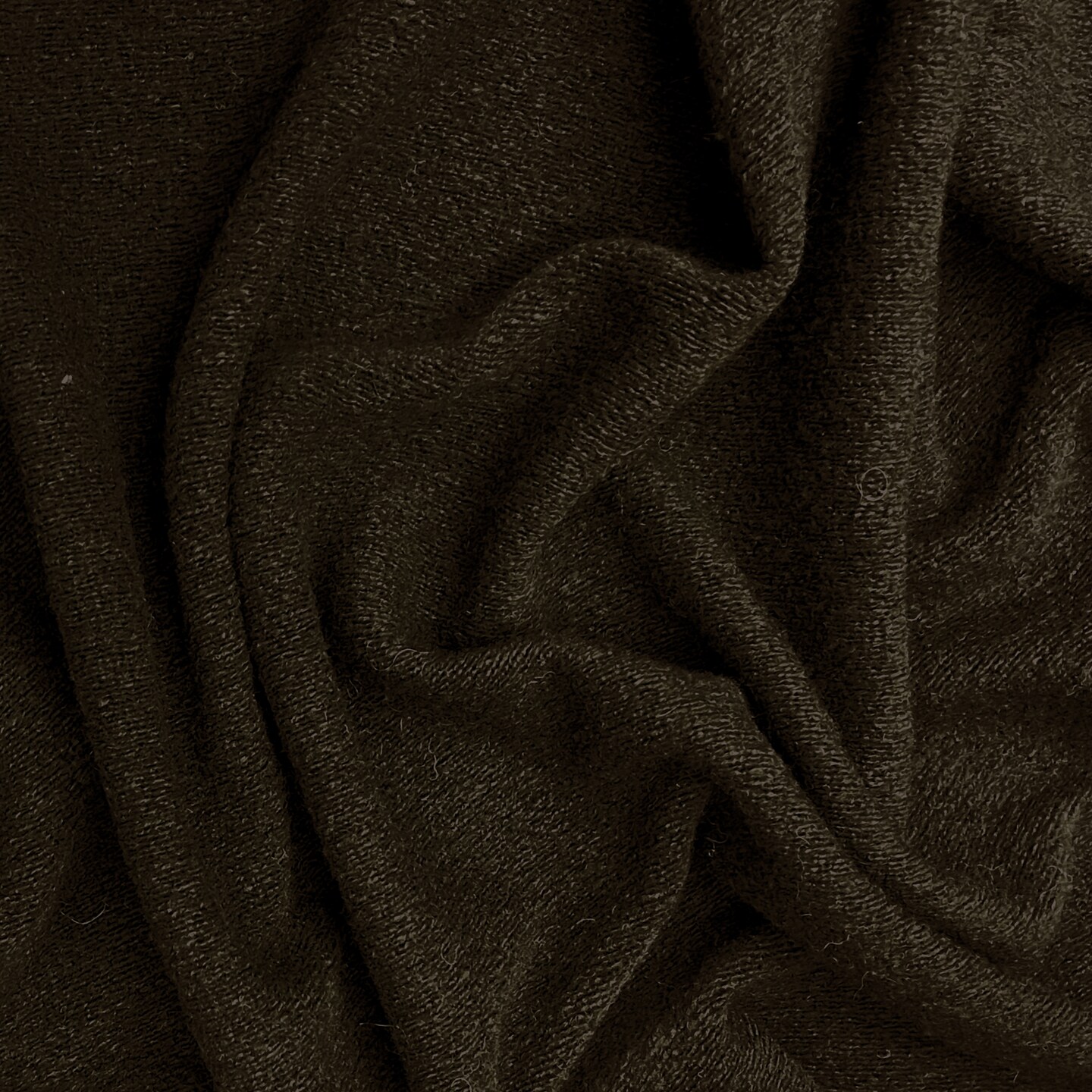 Dark Brown Italian Boiled Wool-Poly Textured Knit Coating Fabric By the Yard