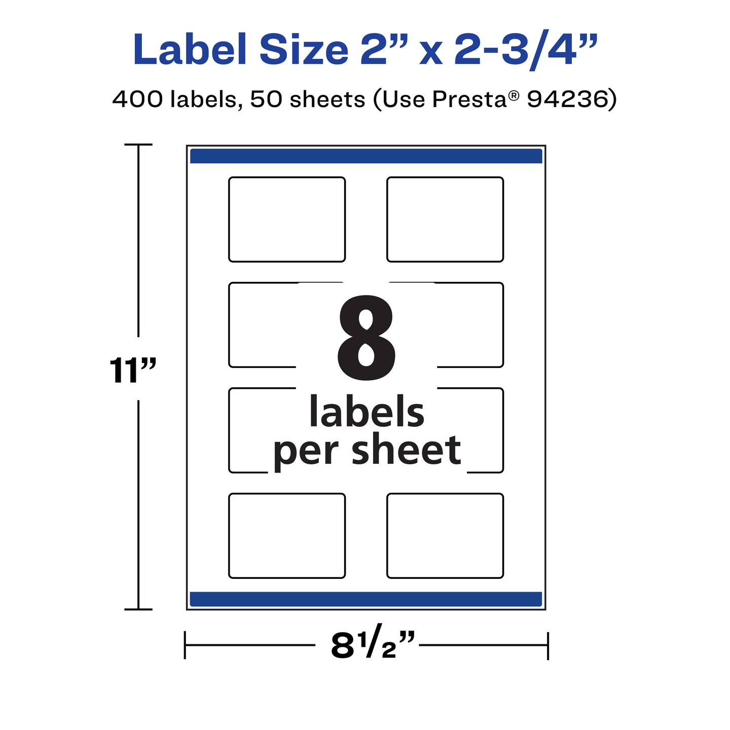 Avery Matte White Removable Rectangle Labels with Sure Feed Technology, Print-to-the-Edge, 2" x 2.75"