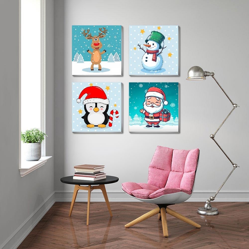 4 Pack Framed Paint by Number for Kids Age 8-12(BKH836-837-838-839-US)8 x 8 x 0.8 inches