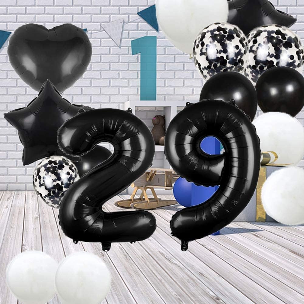 29th Birthday Decorations - Black 29 Balloons (Black)