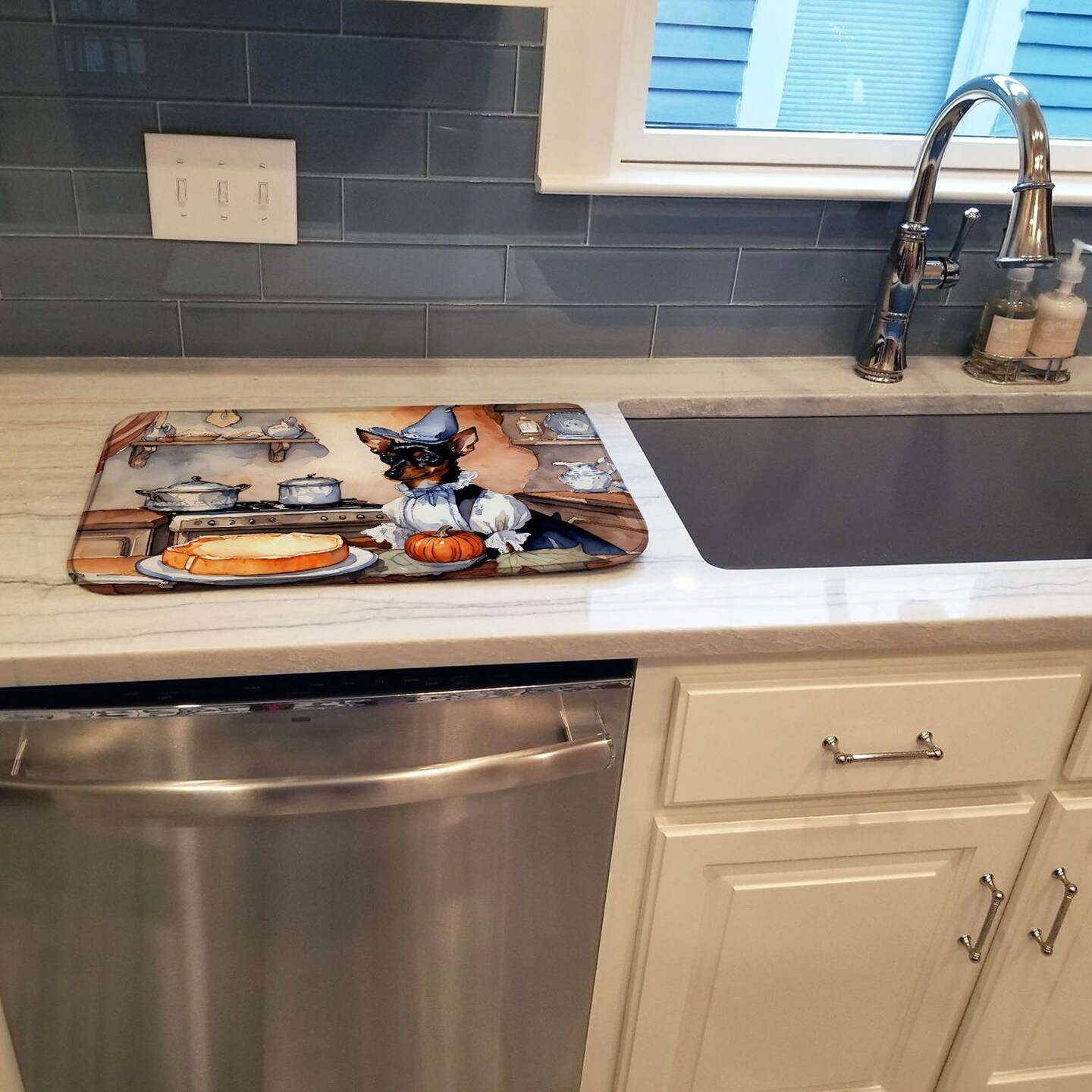 Edge Collections - 14" x 22" - Multicolor - Miniature Pinscher Dish Drying Mat - 1 Piece