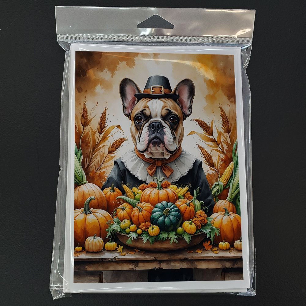 Edge Collections - 5" x 7" - Multicolor - French Bulldog Thanksgiving Greeting Cards - 8 Pieces
