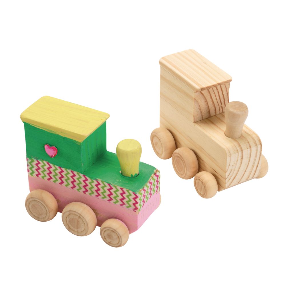 Colorations Decorate Your Own Wooden Trains, Set of 12, Craft for Kids & Fun Home Activities, Create Unique & Personal Designs, Fun Kids Craft Project, Craft Project for Boys & Girls, Craft & Enjoy.