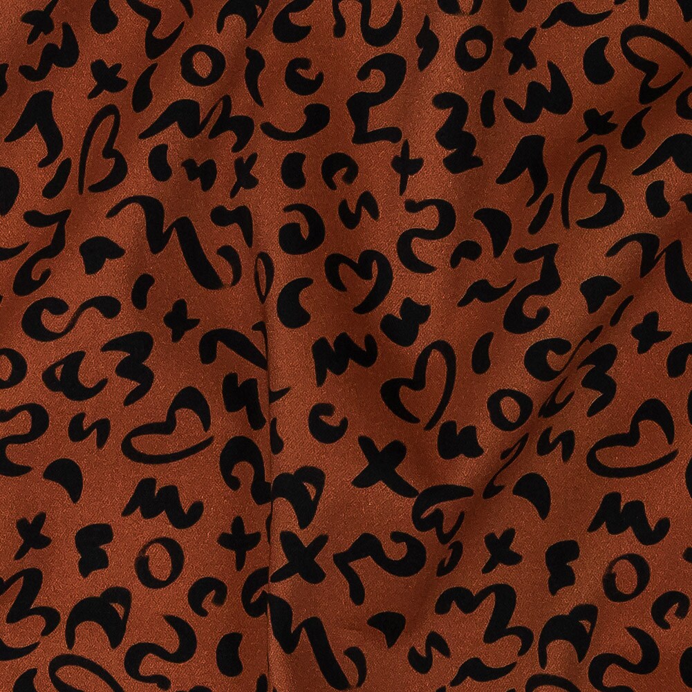 1 Yard Stretch Cotton Sateen Mango Doodle Spots Ancient Iconography Print Fabric