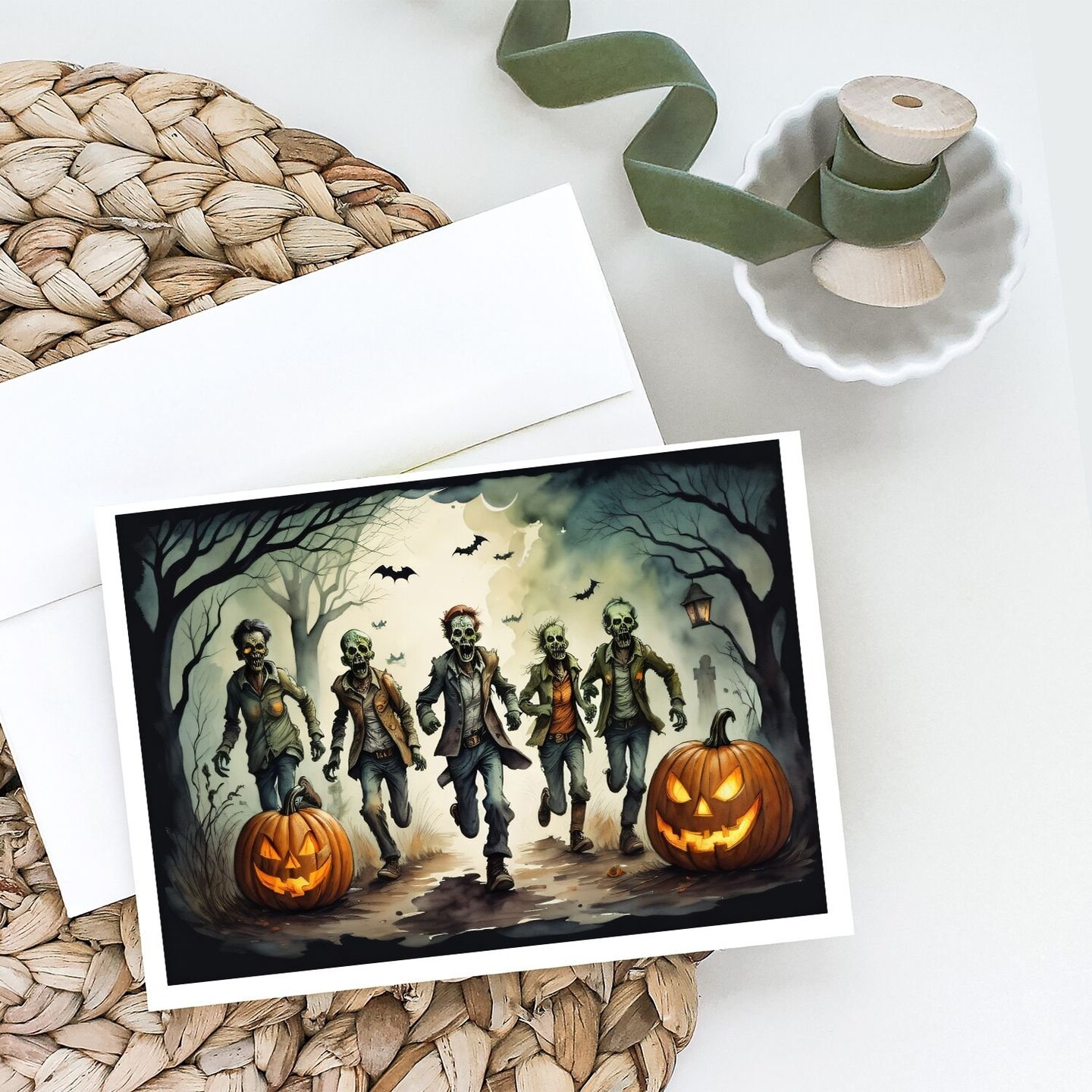 Edge Collections - 5" x 7" - Multicolor - Halloween Themed Blank Greeting Cards with Envelopes - 8 Pieces