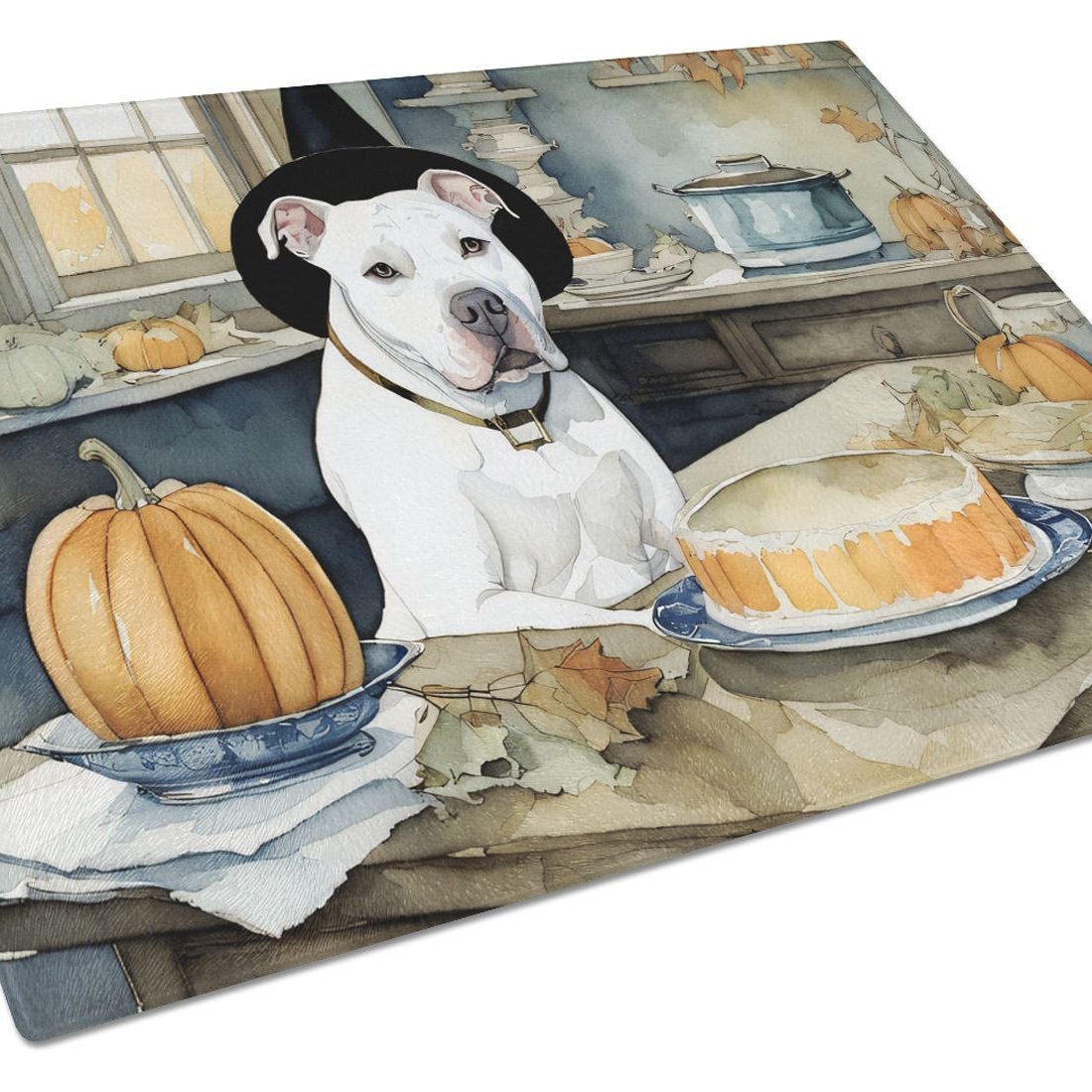 Edge Collections - 15" x 12" - Multicolor - Pit Bull Terrier Glass Cutting Board - 1 Piece