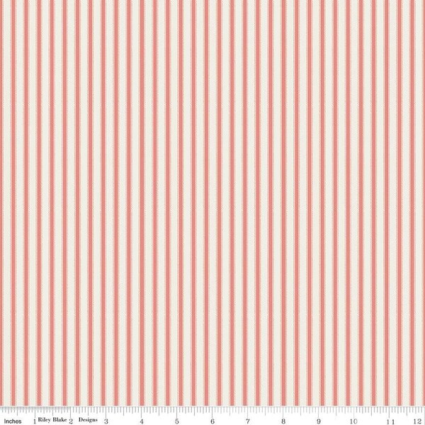 Ticking in Coral (c16605-coral) | Ivy Reese | Deena Rutter | Riley Blake