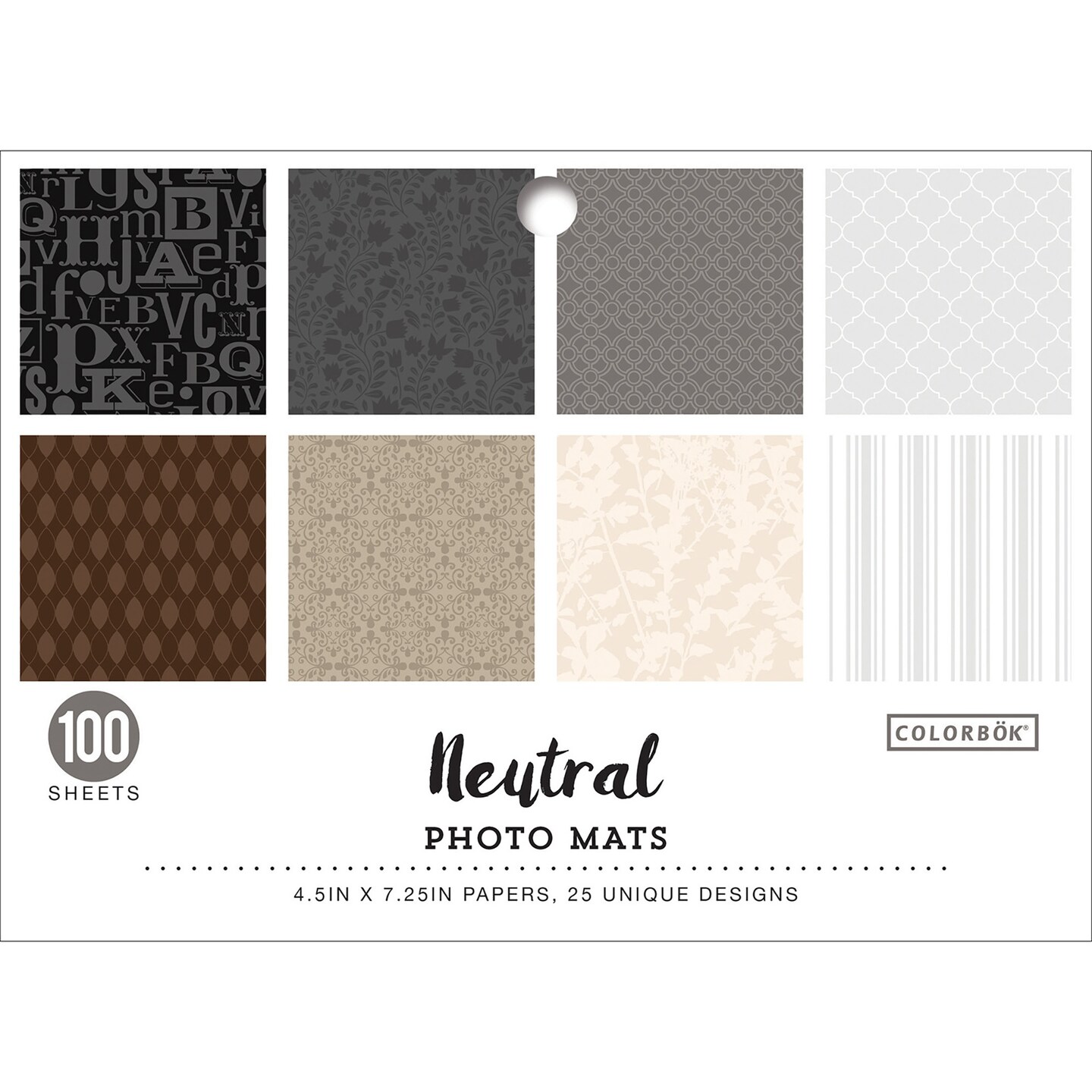 Colorbok Designer Paper Photo Mats 4.5&#x22;X7.25&#x22;-Neutral