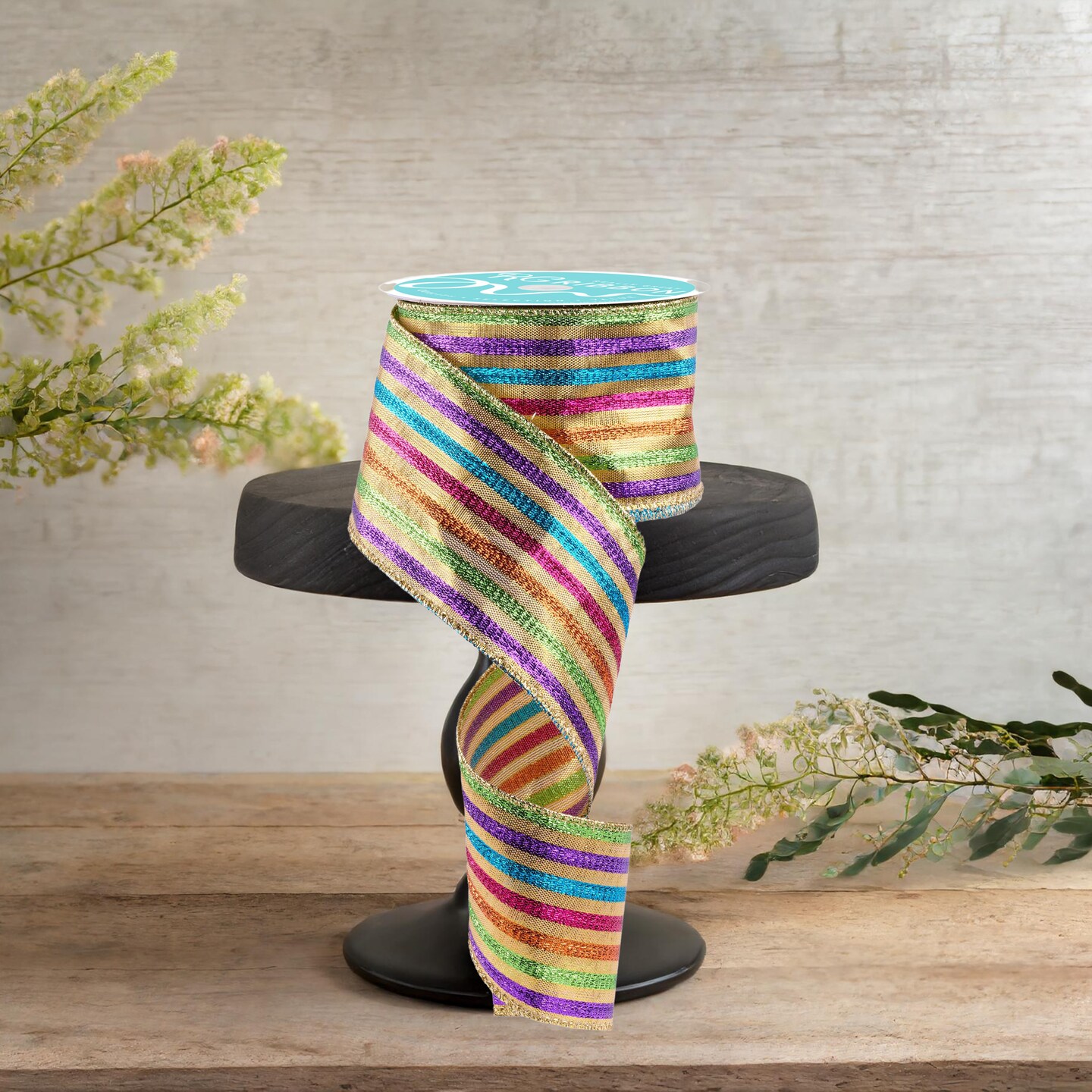 2.5&#x22; Metallic Fiesta Stripe Ribbon: Gold (10 Yards)