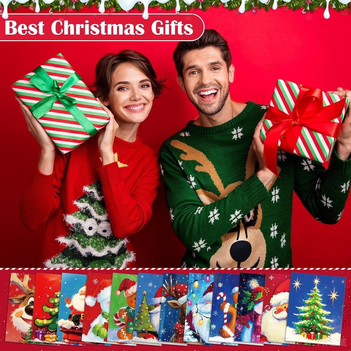 12 Pcs Christmas Pre Drawn Canvases for Painting (	Mainly White) 11.81"L x 10.24"W