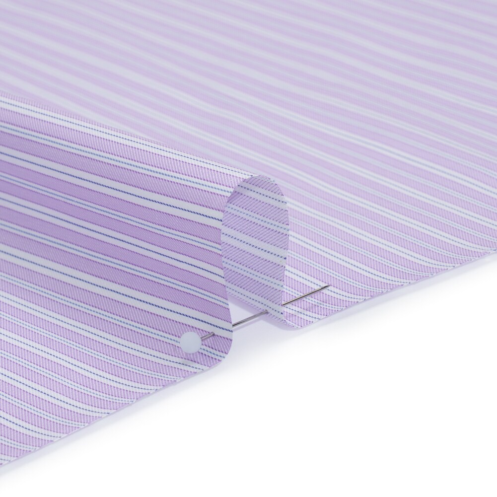 1 Yard Cotton Twill Shirting Made in Italy Lavender, White and Navy Stripes Deadstock