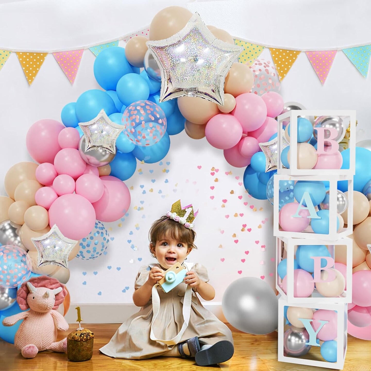 164PCS Baby Boxes Gender Reveal Balloon (Blue)