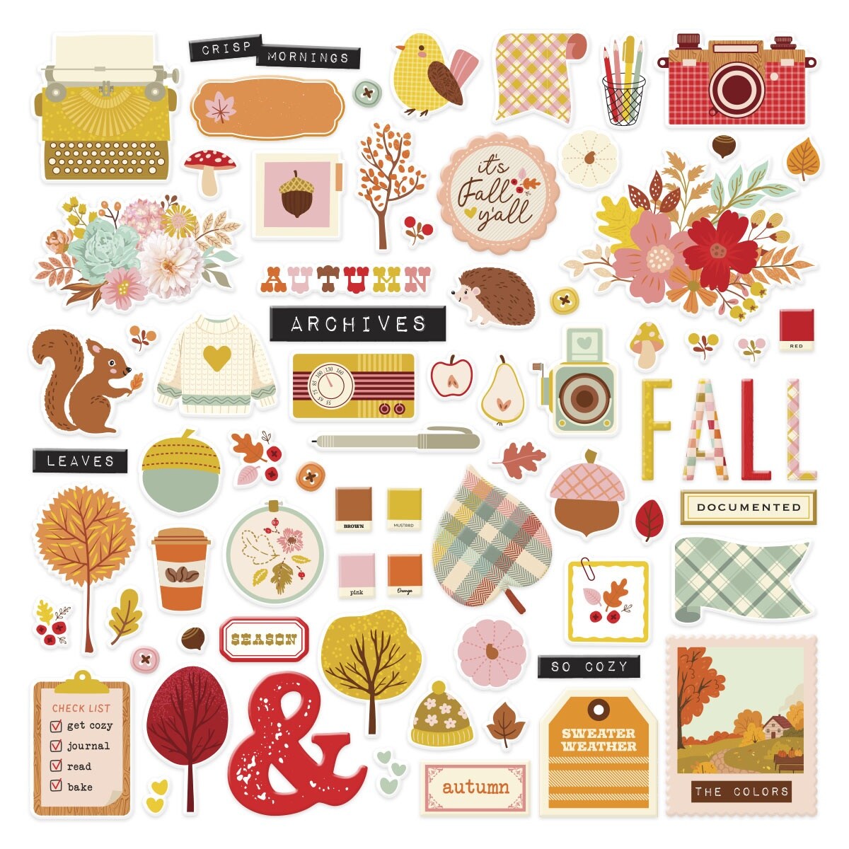 Spellbinders Chipboard Die Cut Stickers by Kelly Bangs-Autumn Archive