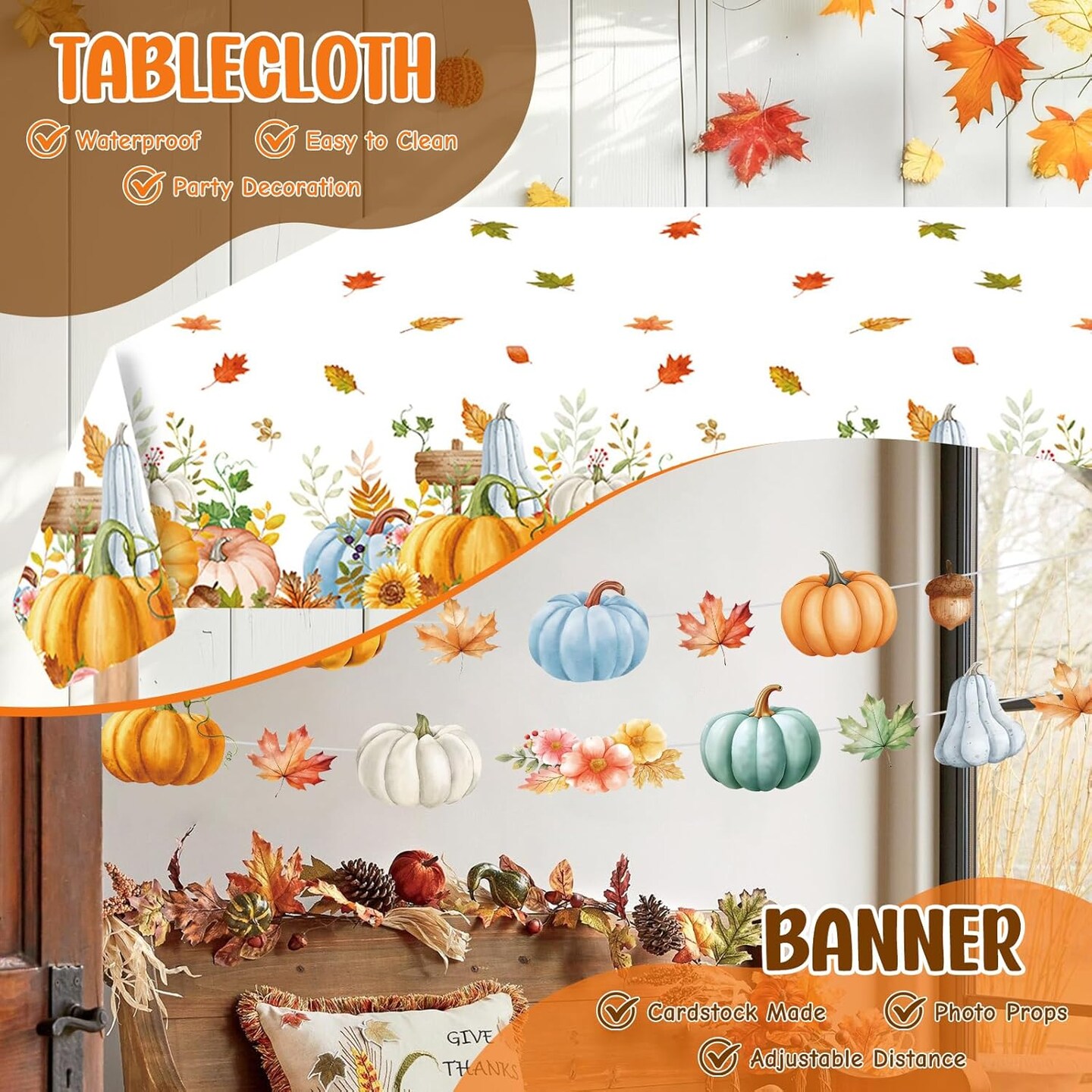 99 Pcs Thanksgiving Plates and Napkins Party Supplies (Fall Pumpkin - 99pcs)