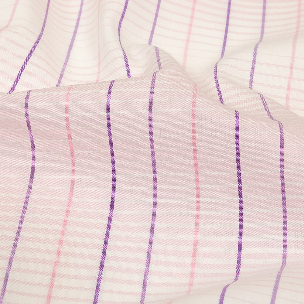 1 Yard Pink Purple and White Gradient Pinstripes Cotton Shirting Fabric for Apparel
