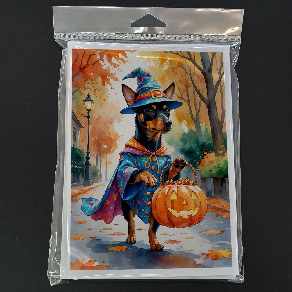 Edge Collections - 5" x 7" - Multicolor - Miniature Pinscher Halloween Trick or Treat Greeting Cards - 8 Pieces
