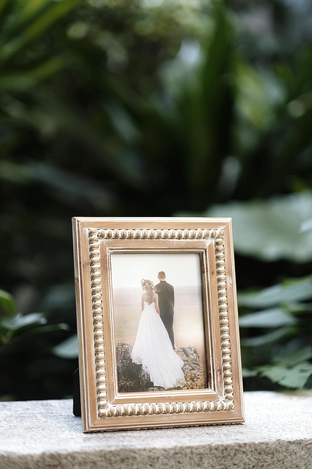 Farmhouse Beaded Picture Frames 4x6, Rustic Barnwood Photo Frames(Nature)9"L x 7"W