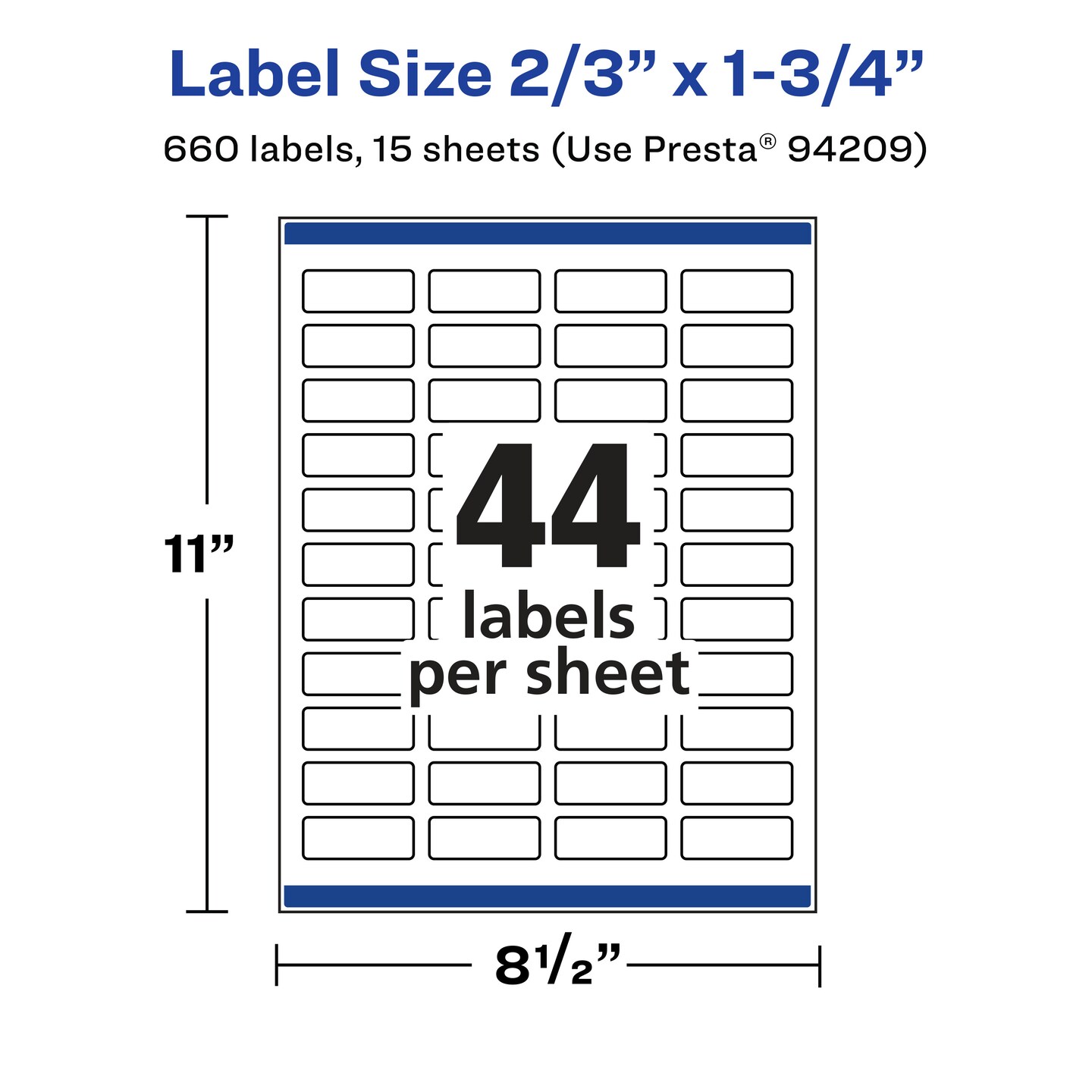 Avery Matte White Removable Rectangle Labels with Sure Feed Technology, Print-to-the-Edge, 2/3" x 1-3/4"