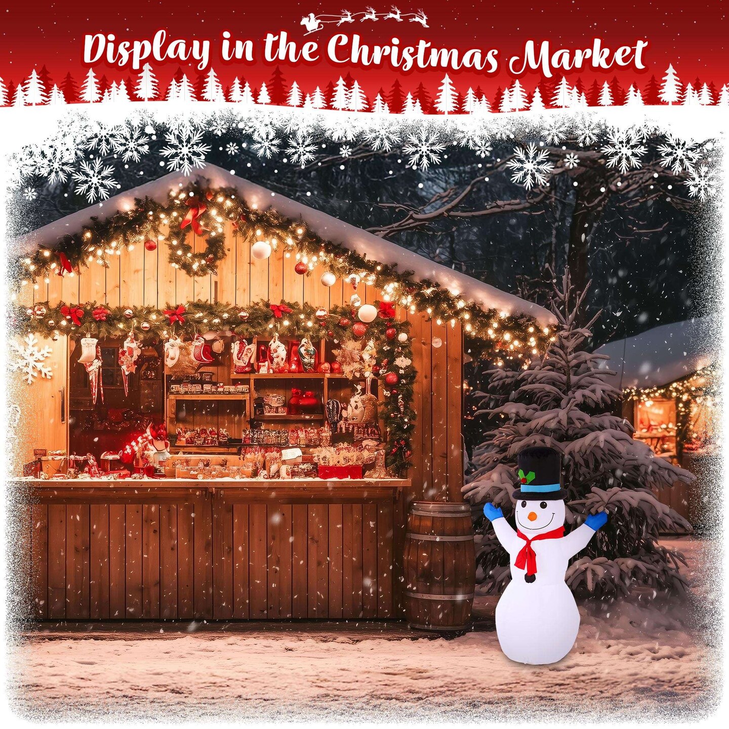 G128 4 ft Snowman Christmas Inflatable Decor with LED Lights, Christmas Outdoor Holiday Yard Decoration, Fast Inflate, Weather-Resistant, Outdoor Use