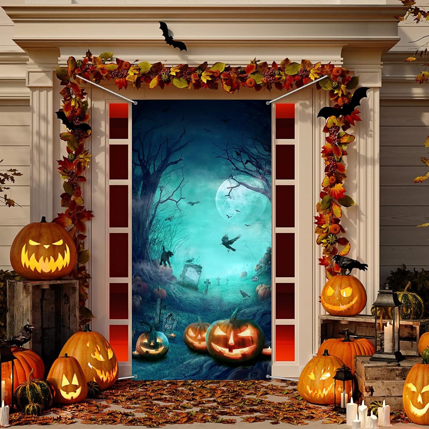 Halloween Door Decorations Halloween Front Door Cover (Classic) 70.87&#x22;L x 35.43&#x22;W
