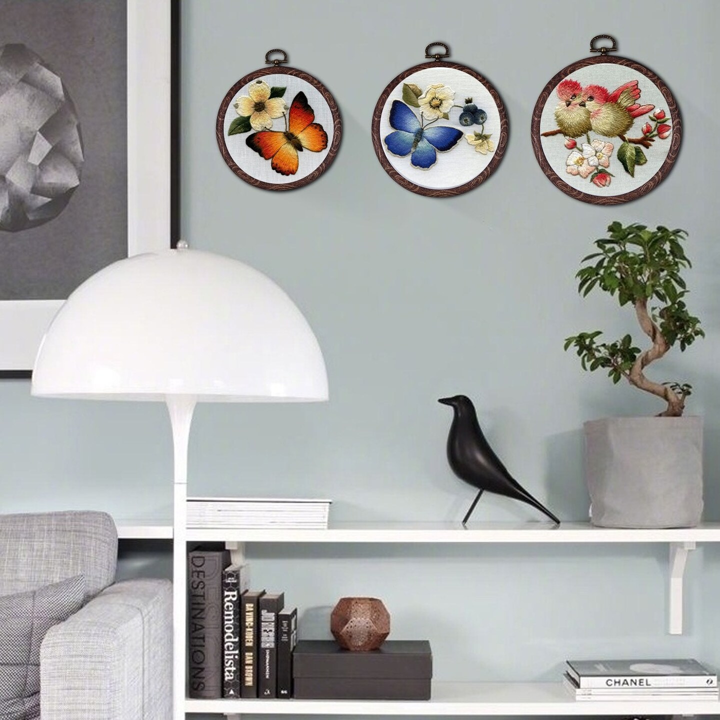 joybest 4 Pcs Embroidery Hoops Set Cross Stitch Hoop Ring Imitated Wood Display Frame-Circle and Oval Hand Embroidery Kits for Art Craft Sewing (Imitated wood)