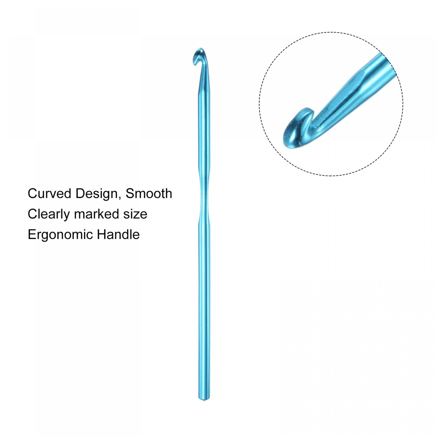 Aluminum Crochet Hook 5mm US Size H (Size 8) Knitting Needles for DIY Craft Yarn Blue 6Pcs