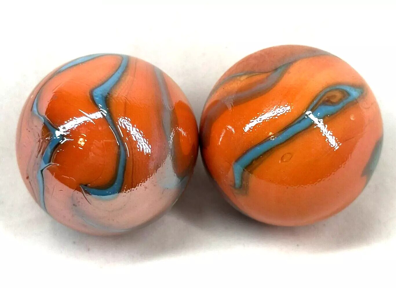 35mm Valkyrie Marbles 1-3/8&#x22; (Set of 2) Glass Ball Seahorse Orange/Blue Large