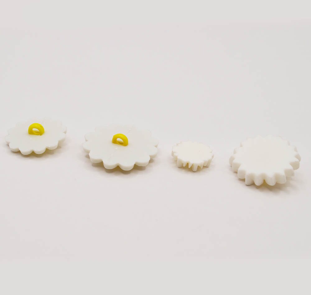 Pure Daisy Craft Embellishments White Floral Shank-Back &#x26; Flat-Back Buttons 24pcs