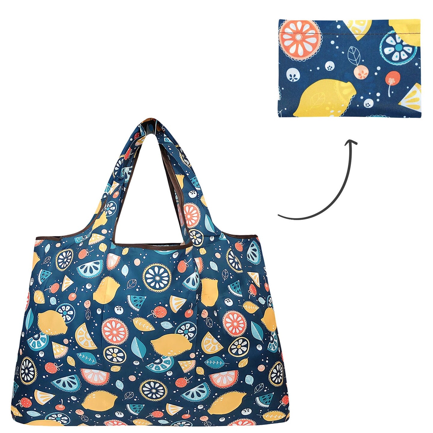 Wrapables Large Foldable Tote Nylon Reusable Grocery Bags, 6 Pack, Travel Adventures
