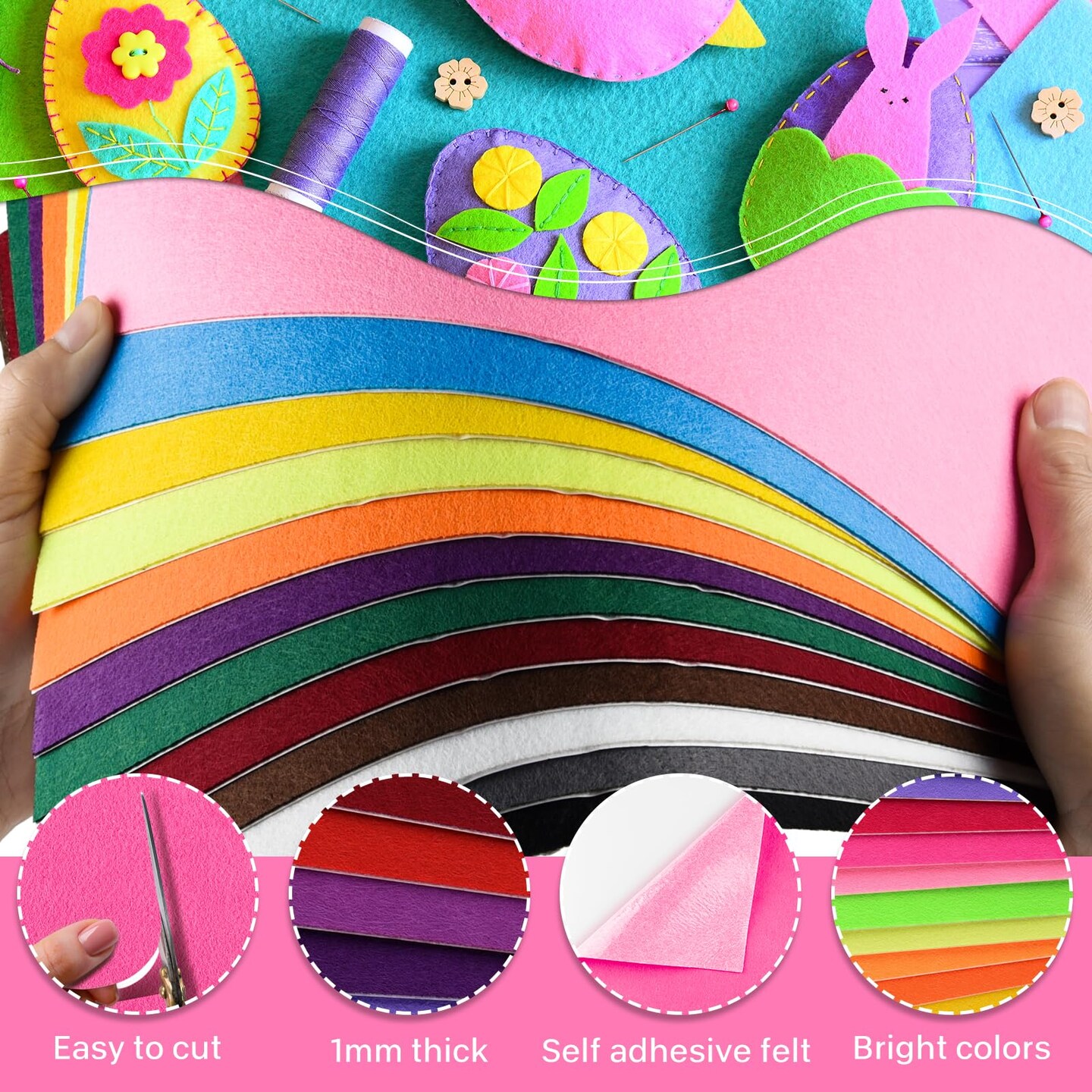 12 Pcs Self Adhesive Felt Sheet Soft Felt Sheets with Adhesive Backing for Art Project and Sewing DIY Craft(11.8"x7.9"/30x20cm)- 12 Colors