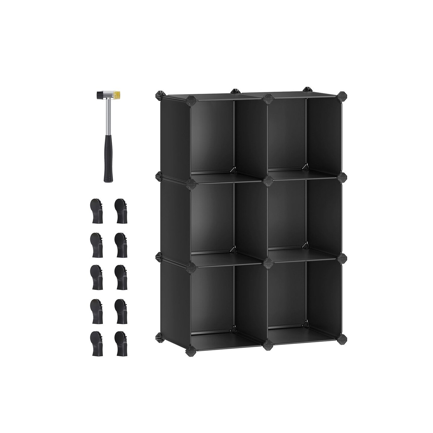 Standard Interlocking Racks Adjustable 6 Cube Storage Rack with Interlocking Design, Modular Closet ...
