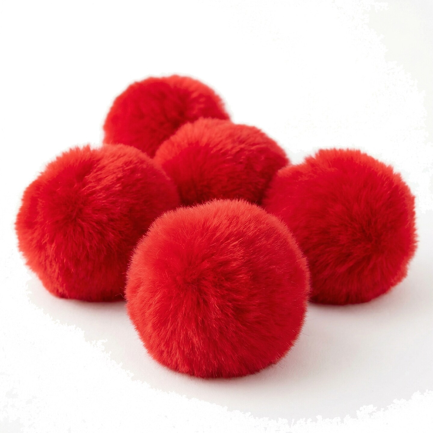 Essentials by Leisure Arts Pom Poms 2.5 Inch Red 5 Piece, Large Craft Pom Poms for Holiday Decorations Costumes Wreaths Stuffed Animals and DIY Projects, Not for Young Children