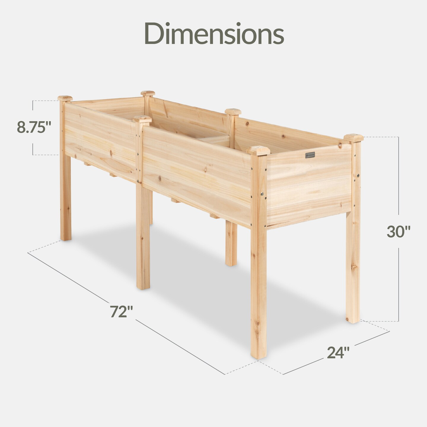 Best Choice Products 72x24x30in Raised Garden Bed, Elevated Wood Planter Box for Patio w/ Divider Panel