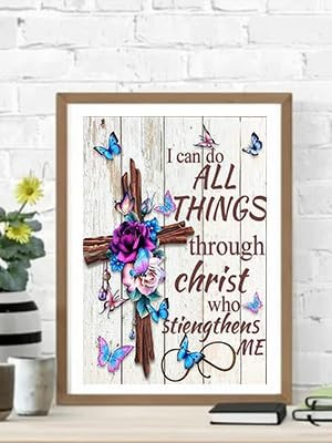 Christ Cross Diamond Painting Kits for Adults-5D Religious Diamond Art for Beginners, DIY Jesus Religious Inspirational Diamond Painting Art Crafts, for Decorating Home Walls and Gifts 12X16Inch